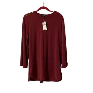 RALPH LAUREN Top. Burgundy. Size XL. NWT. Stretch fabric